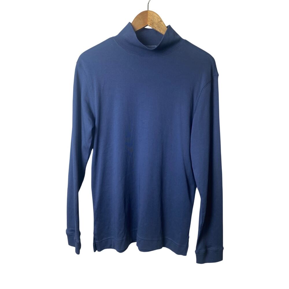 Chestnut Hill Blue 100% Pima Cotton Long Sleeve Mock Neck Knit Bouse Size XS NWT